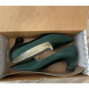 VINTAGE 90s - DYEABLES - Bakers Wedding Shoe Satin Fabric Green Pumps - Size 8